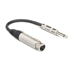 Hosa MIT-176 XLR3F to 1/4 TS Male Impedance Transformer Patch Cable 6 Inch