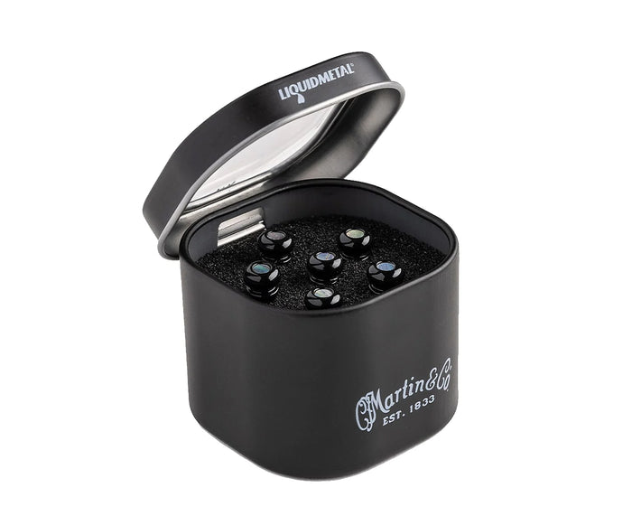 Martin LUXE BY MARTIN Liquidmetal Bridge Pins Black/Paua Inlay