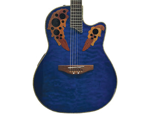Ovation Elite Celebrity CE44 Mid-Depth Acoustic-Electric Guitar in Trans Blue