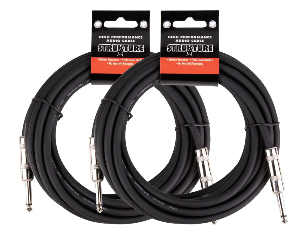 Strukture 20ft Speaker Cable 2pk, 16 Gauge, 1/4" Connectors