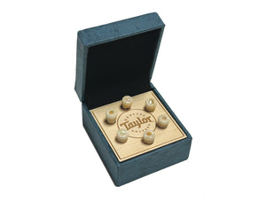 Taylor 5" Bridge Pin Set, 5" Taper, Bone White with Awabi Shell