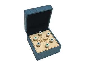 Taylor 5" Bridge Pin Set, 5" Taper, Bone White with Green opal