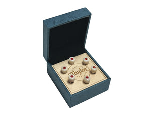 Taylor 5" Bridge Pin Set, 5" Taper, Bone White with Red opal