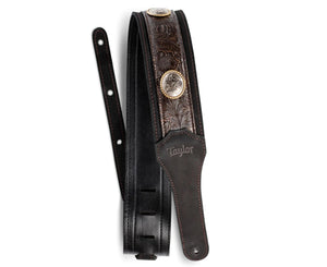 Taylor Grand Pacific 3" Nickel Concho Leather Guitar Strap in Black