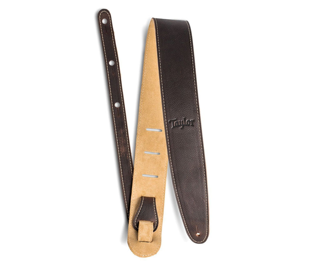 Taylor Guitars 2.5" Leather Guitar Strap, Suede Back in Chocolate Brown 4101-25