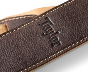 Taylor Guitars 2.5" Leather Guitar Strap, Suede Back in Chocolate Brown 4101-25