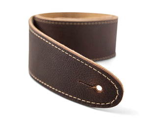 Taylor Guitars 2.5" Leather Guitar Strap, Suede Back in Chocolate Brown 4101-25