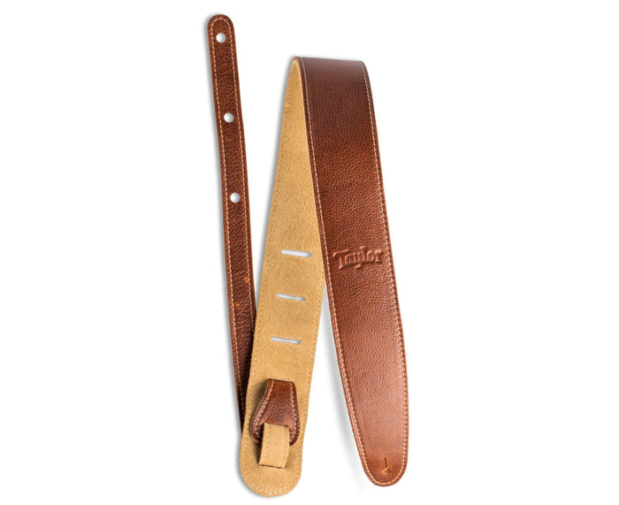 Taylor Guitars 2.5" Leather Guitar Strap, Suede Back in Medium Brown 4100-25