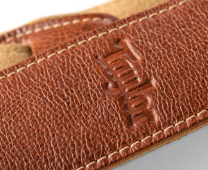 Taylor Guitars 2.5" Leather Guitar Strap, Suede Back in Medium Brown 4100-25
