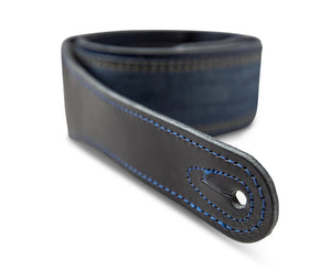 Taylor Blue Denim 2.5" Guitar Strap | Navy Leather Edges