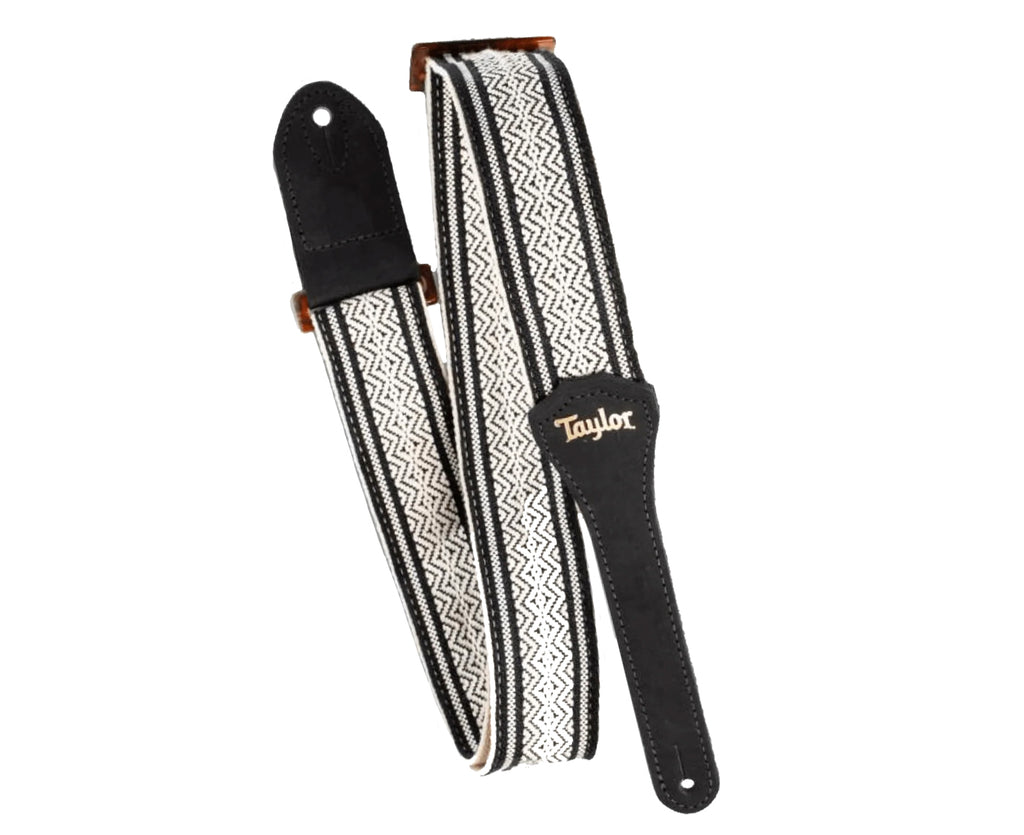 Taylor Guitars 2" Academy Jacquard Leather Guitar Strap in White/Black