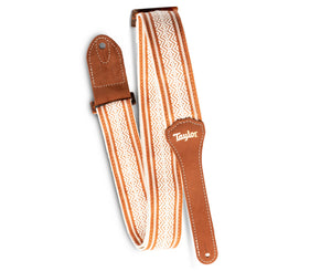 Taylor Guitars 2 Inch Academy Jacquard Leather Guitar Strap in White/Brown