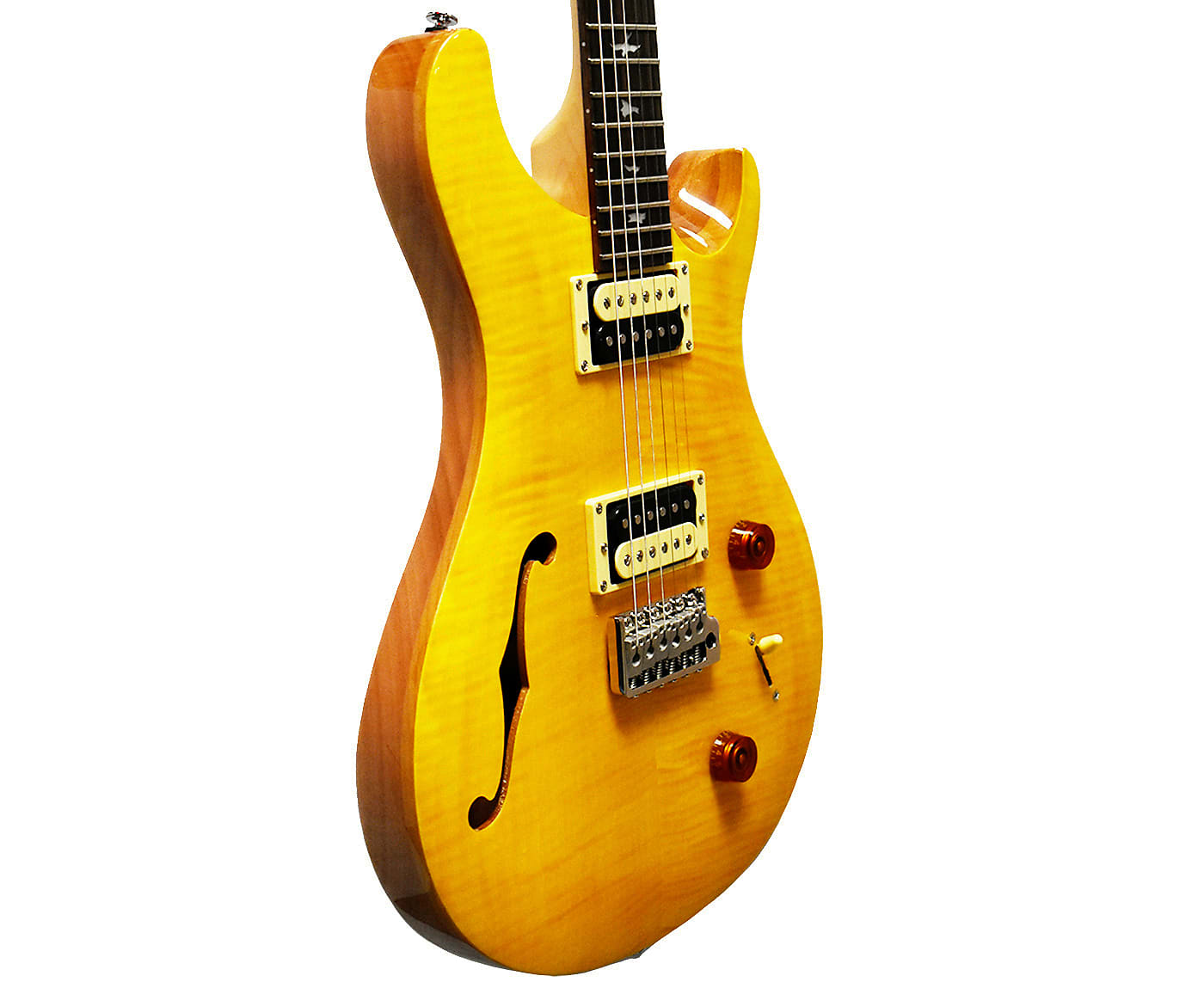 PRS SE Custom 22 Semi-Hollow Body Electric Guitar in Santana Yellow