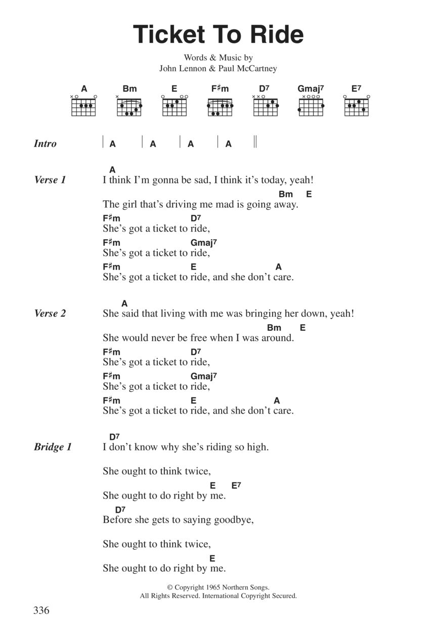 Ukulele chords - You're Going to Lose That Girl by The Beatles