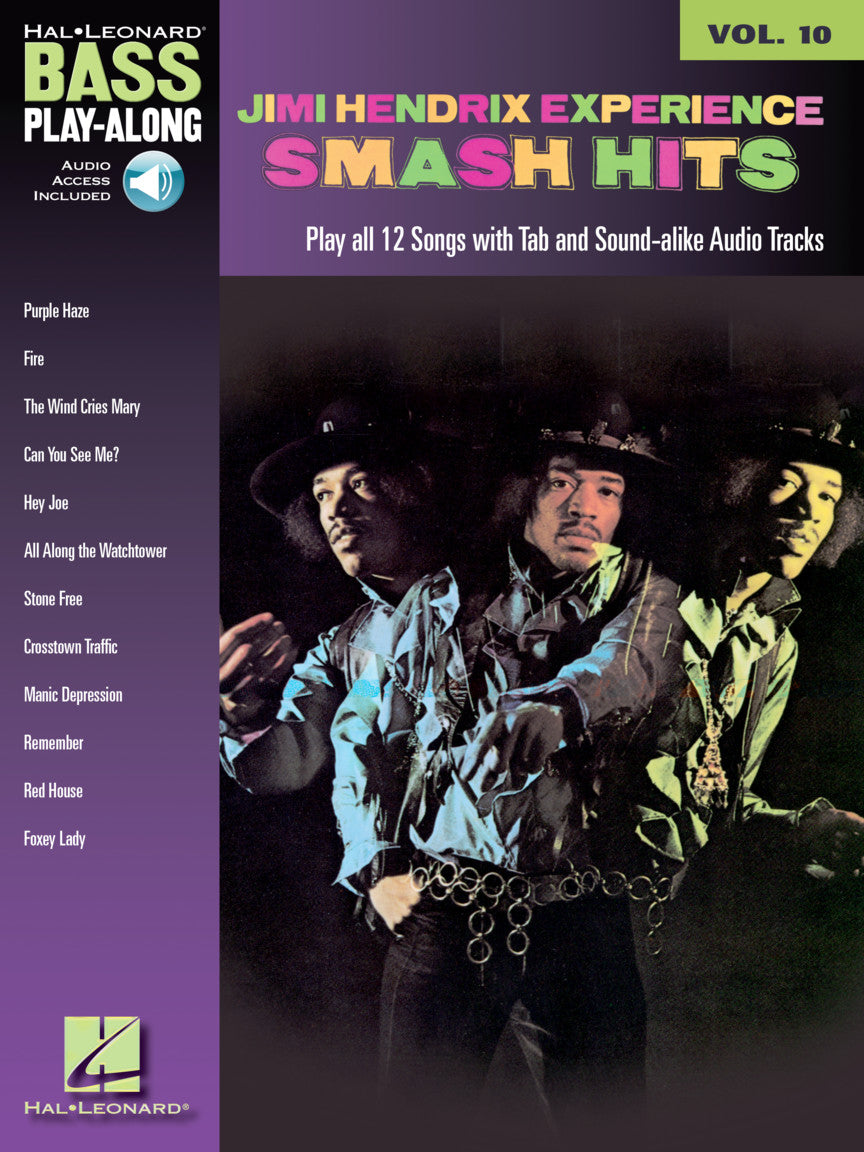 Hal Leonard Jimi Hendrix Experience - Smash Hits for Bass Guitar - Play-Along Volume 10