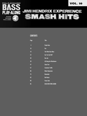 Hal Leonard Jimi Hendrix Experience - Smash Hits Bass Play-Along Volume 10