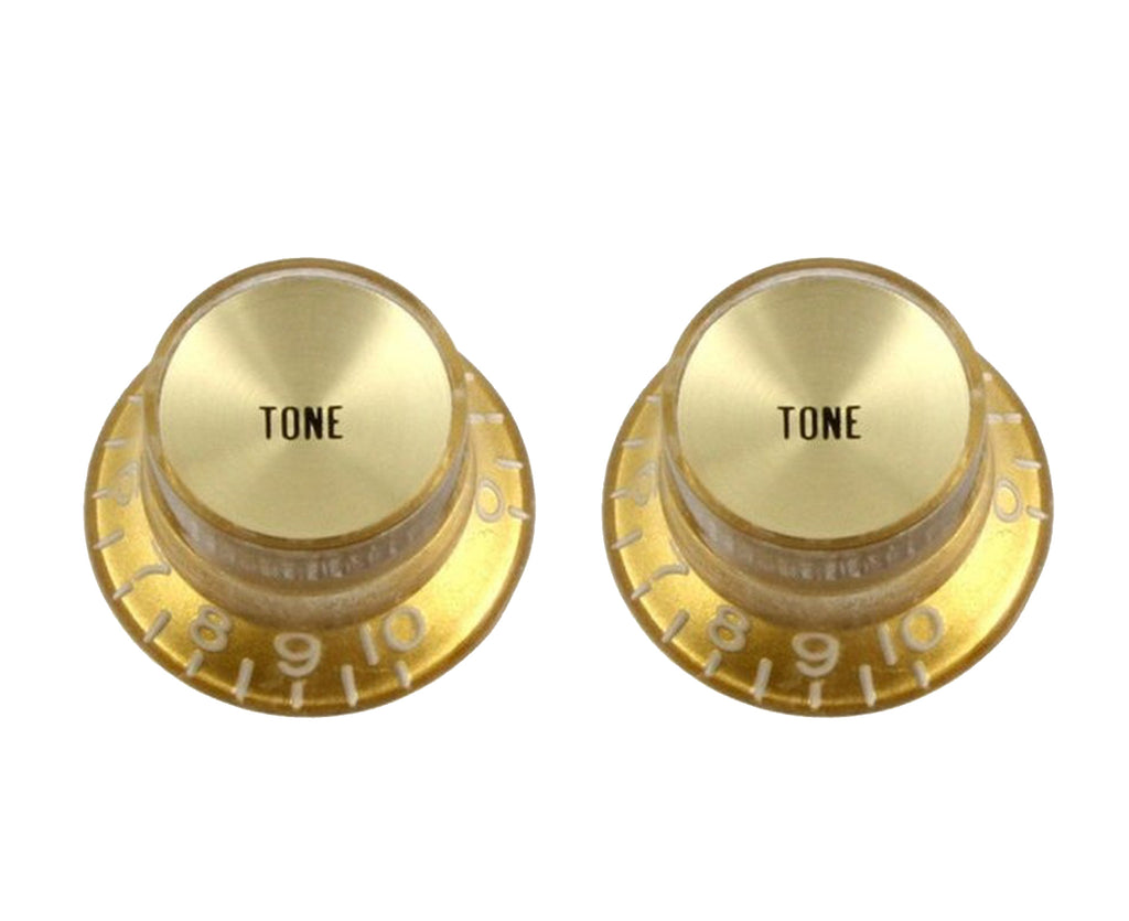 Allparts PK-0182 Gold Top Hat Set of 2 Reflector Tone Knobs - Megatone Music