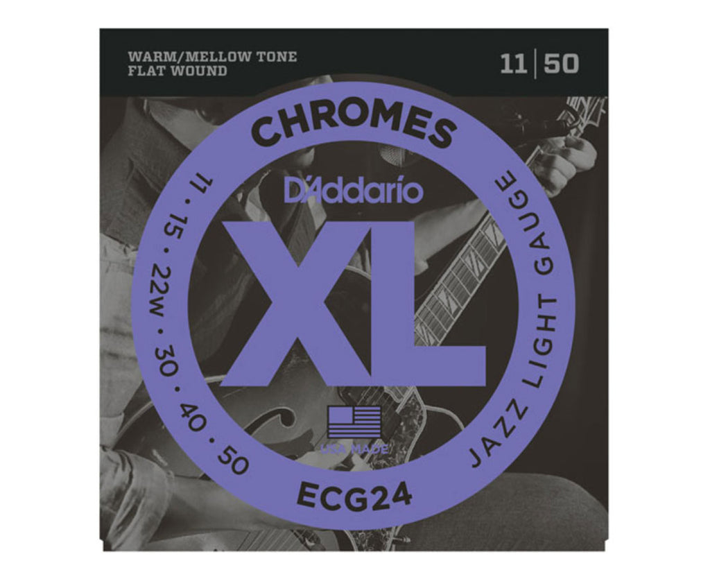 D'Addario ECG24 XL Chromes Flatwound Electric Guitar Strings, Jazz Light Gauge Standard - Megatone Music