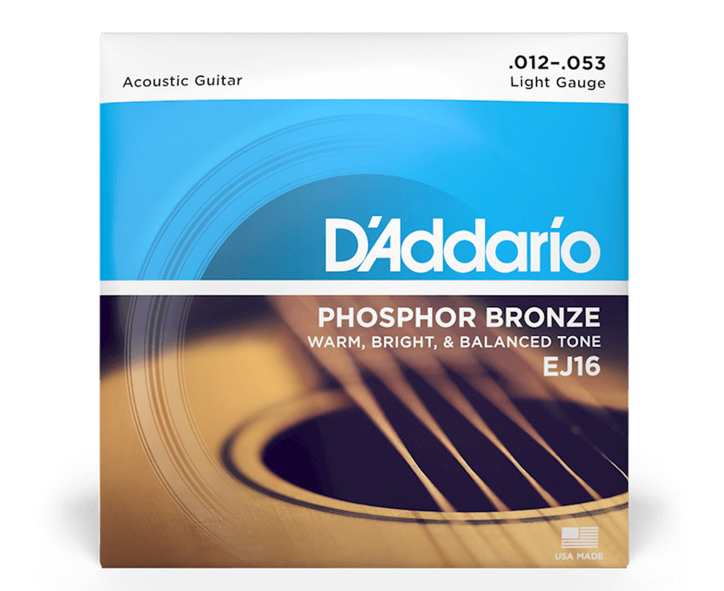 D'Addario EJ16 Phosphor Bronze Acoustic Guitar Strings .012-.053