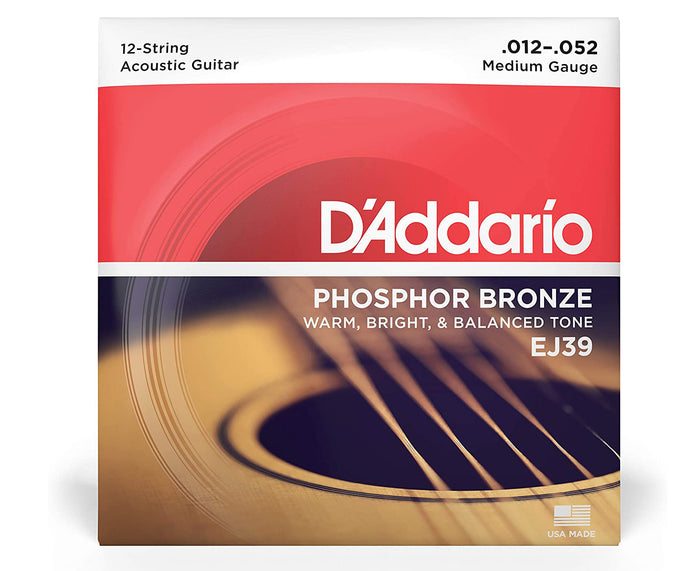 D'Addario EJ39 12-String Phosphor Bronze Acoustic Guitar Strings .012-.053