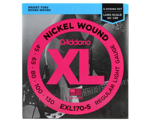 D’Addario EXL170-5 Nickel Wound 5-String Bass Guitar Strings Light 45-130 Long Scale