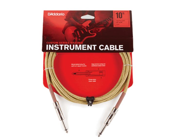 D'Addario PW-BG-10TW Instrument Cable, Tweed, 10 Foot