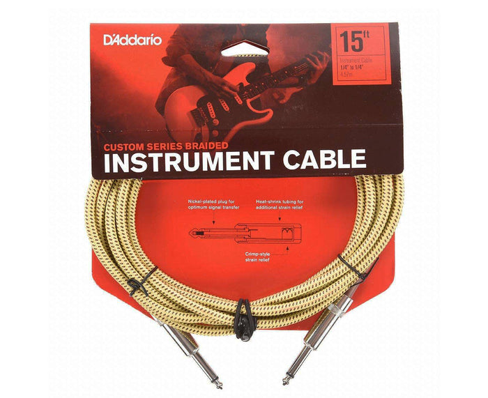 D'Addario PW-BG-15TW Instrument Cable, Tweed, 15 Foot