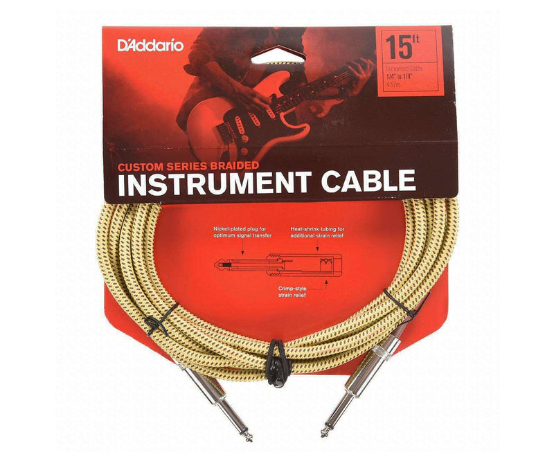 D'Addario PW-BG-15TW Instrument Cable, Tweed, 15 Foot – Megatone Music