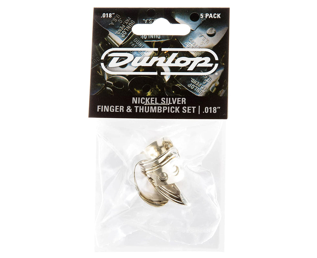 Dunlop 33P.018 Nickel Silver Finger Thumbpicks, .018,  5 Picks Player's Pack