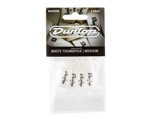 Dunlop 9002P White Plastic Thumbpicks, Medium, 4/Player's Pack
