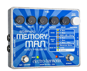 Electro-Harmonix EHX Stereo Memory Man w/ Hazarai Multi-Tap Delay Pedal - Megatone Music