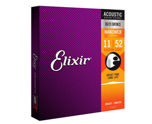 Elixir Nanoweb 80/20 Bronze Acoustic Guitar Strings 11-52 Custom Light 11027 - Megatone Music