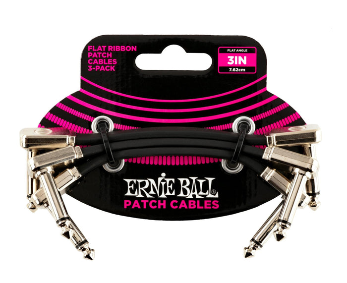 Ernie Ball 3 Inch Flat Ribbon Patch Cables 3-Pack