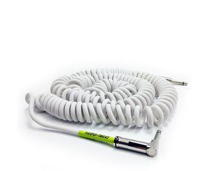 Ernie Ball 30' Ultraflex Coiled White Guitar Cable Straight to Right Angle 1/4" - Megatone Music