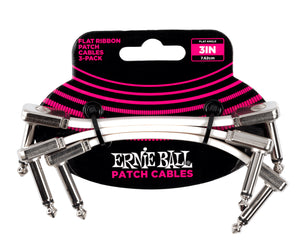 Ernie Ball 3" Flat Ribbon Patch Cables 3-Pack White