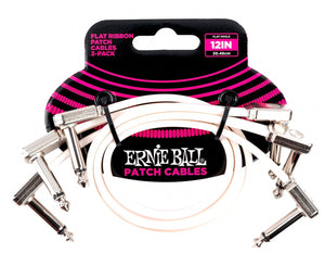 Ernie Ball 12" Flat Ribbon Patch Cables 3-Pack White