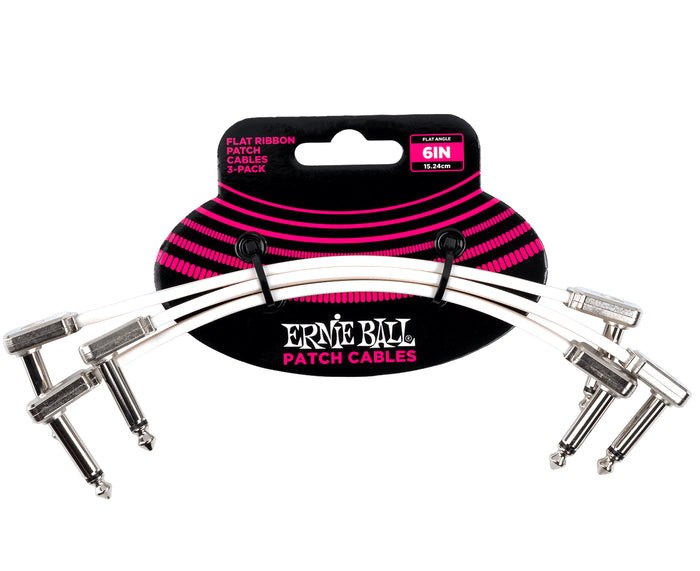Ernie Ball 6" Flat Ribbon Patch Cables 3-Pack White