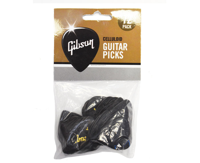 Gibson 72 Count Celluloid Black Thin Size Guitar Pick Pack