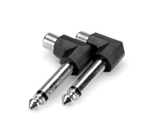 Hosa GPR-123 Right Angle Adaptors, RCA to 1/4 in TS (Pair)