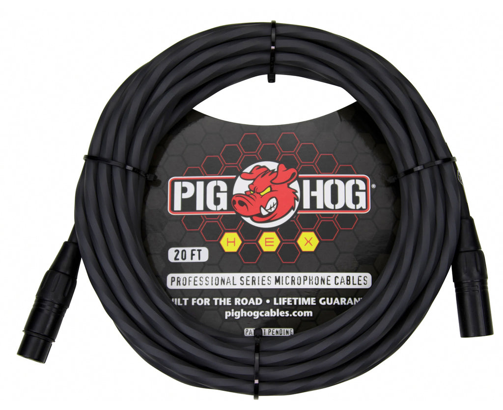 Pig Hog Hex Series Mic Cable, 20ft - Dark Gray