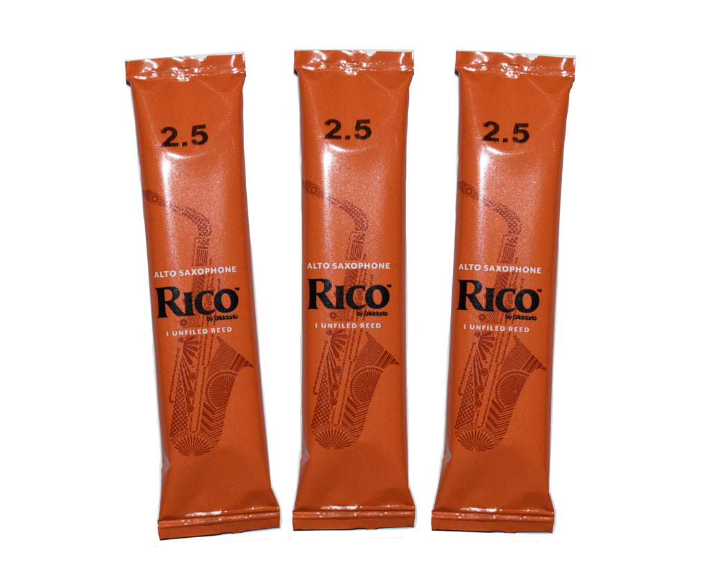 Rico Alto Saxophone Reeds, Strength 2.5, 3-pack