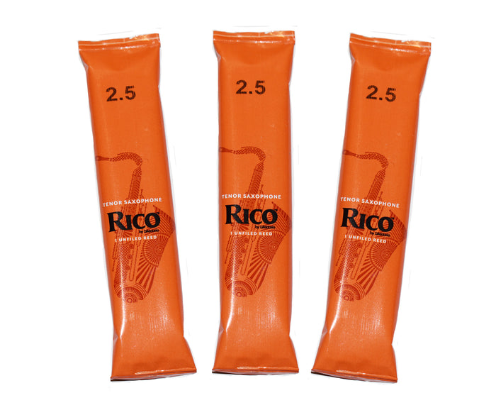 Rico Tenor Saxophone Reeds, Strength 2.5, 3-pack