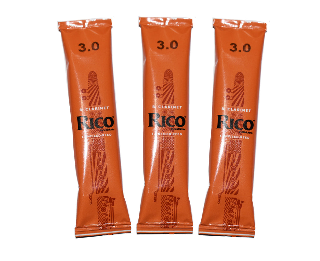 Rico Bb Clarinet Reeds, Strength 3.0, 3-pack