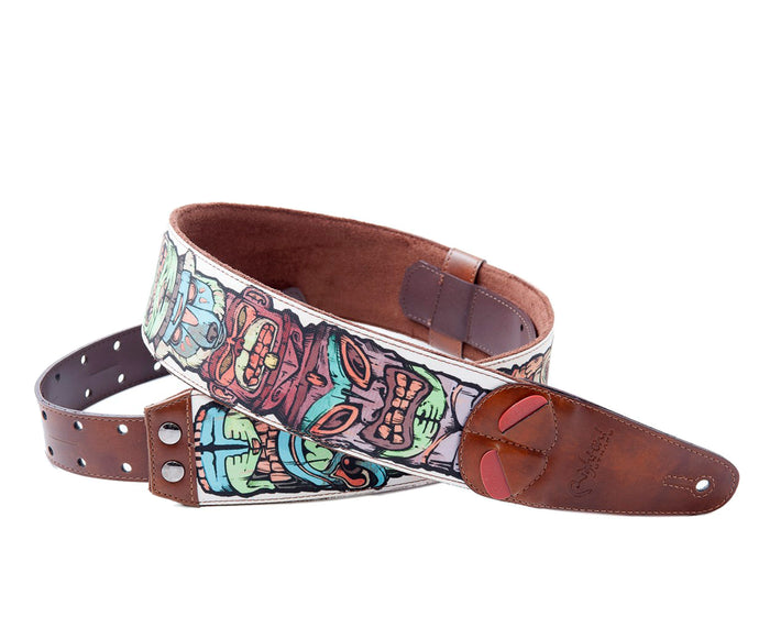 RightOn! Steady Mojo Tiki White Guitar Strap
