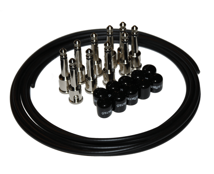 George L's Deluxe Pedalboard Cable Kit in Black, Black Jackets