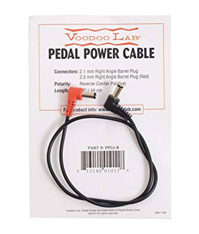 Voodoo Lab PPL6-R AC Cable - 2.1mm to 2.5mm Right Angle Barrel Cable