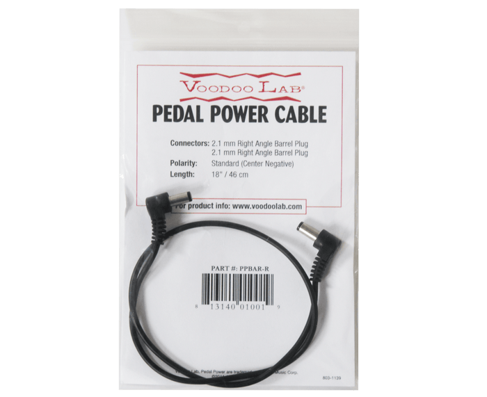 Voodoo Lab PPBAR-R 2.1mm Standard Polarity (Center Negative) Right Angle Barrel Cable